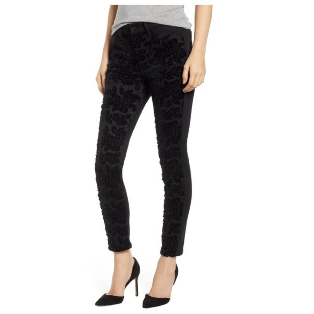7 For All Mankind Flocked Floral Skinny Jeans